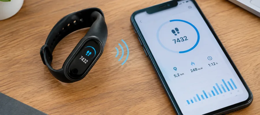 Schrittzaehler verbinden und synchronisieren: App, Smartphone und Datenuebertragung